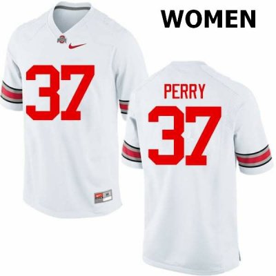 NCAA Ohio State Buckeyes Women's #37 Joshua Perry White Nike Football College Jersey XXC8645ZR